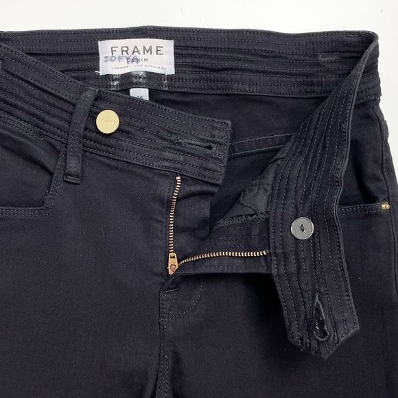 FRAME Le Micro Flare Jean Mid-Rise Stretch Film Noir Black 26 - Picture 7 of 9